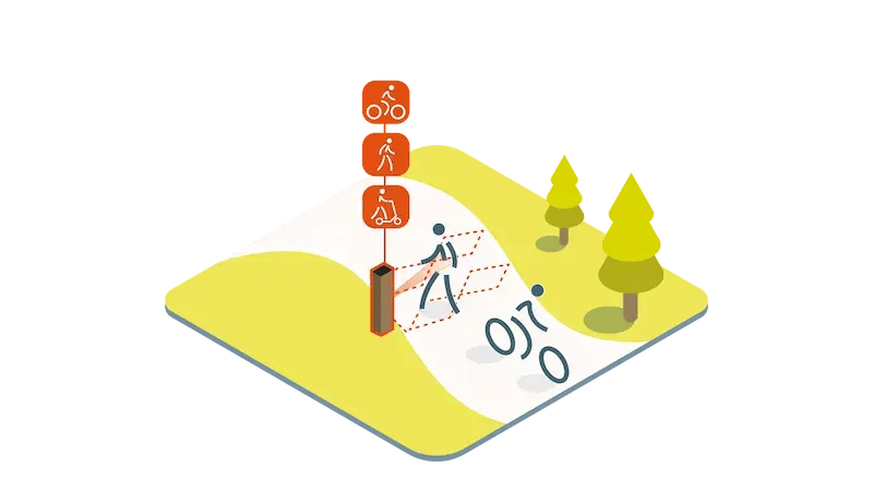 Recuento discreto de excursionistas y otros visitantes en zonas naturales.